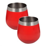 SS Stemless Wine Tumbler Set of 2 Red