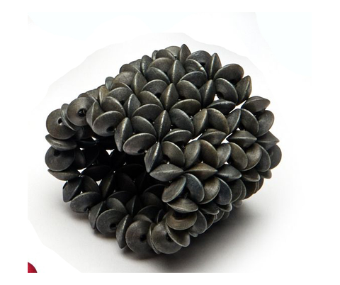 Floral Wood Cuff Charcoal
