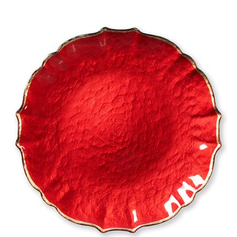 Pastel Glass Service Plate Charger Red