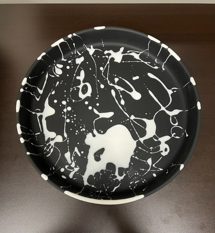 Round Platter Medium Black w/ White Splatter