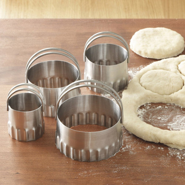 Round Biscuit Cutters Rippled S/ 4