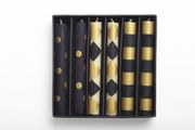 6" Taper S/6 Blk, Gold, Ivory w/designs