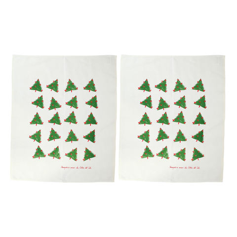 Siciliano Holiday Tree Linens Dish Towel Set of 2