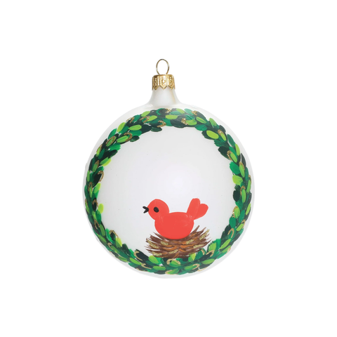 Ornaments Wreath with Red Bird Ornament