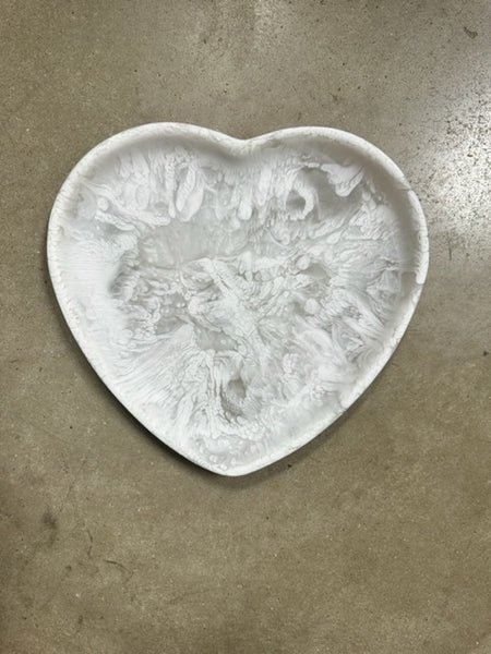 Heart Tray Large White Swirl