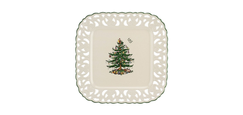 Christmas Tree Square Pierced Platter
