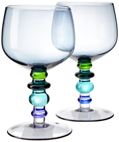 Blue/Green Spectra Wine Glasses S/2