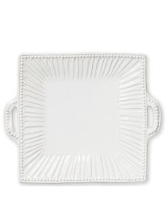 Incanto Stone White Stripe Sq Handled Platter