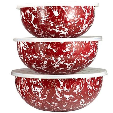 Mixing Bowls Swirl Red Set of 3