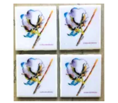 Cotton Boll Coasters Set of 4