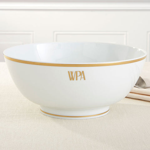 Signature Round Vegetable Bowl with Monogram Gold