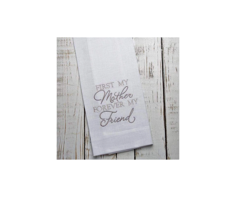 First My Mother Linen Towel White (Taupe)