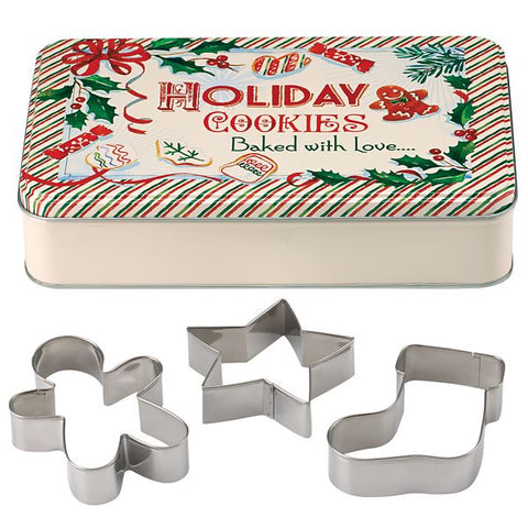 Home for the Holidays Rectangular Tin w/ Cookie Cutters
