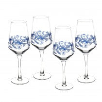 Blue Italian Wine Glass S/4