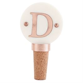 Initial Marble and Copper Bottle Topper D