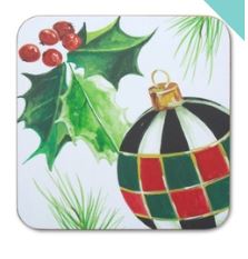 Deck the Halls Cork Back Coasters- Set of 4