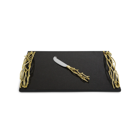 Twig Gold Large Cheese Board with Knife