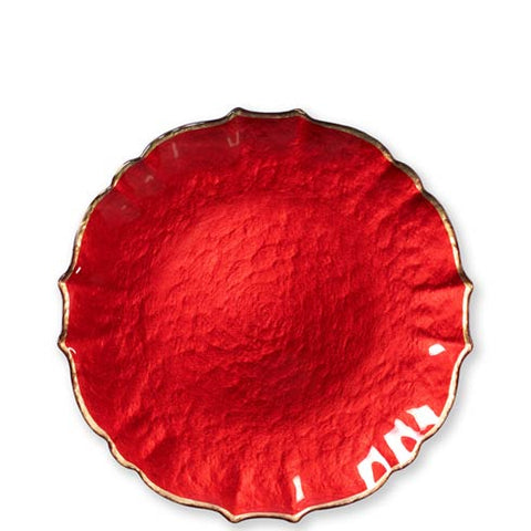 Pastel Glass Salad Plate Red