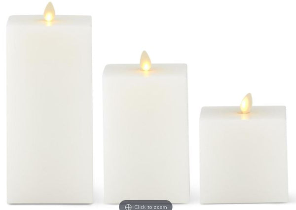 White Wax Luminara Large Indoor Candles- Set of 3