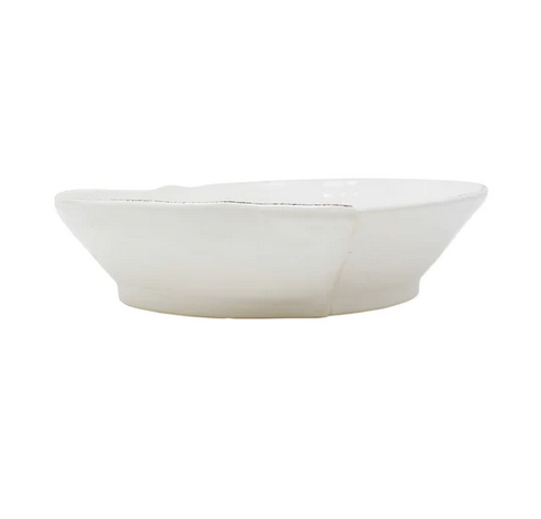 Lastra White Medium Shallow Serving Bowl
