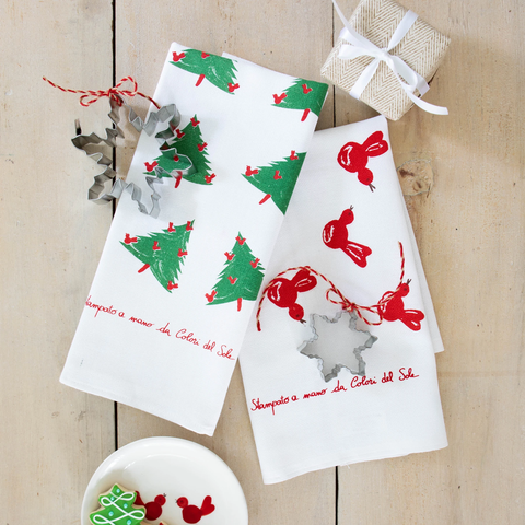 Siciliano Red Bird Linens Dish Towels Set of 2