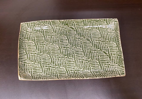 Medium Stacking Rectangle Platter Braid Pine Green