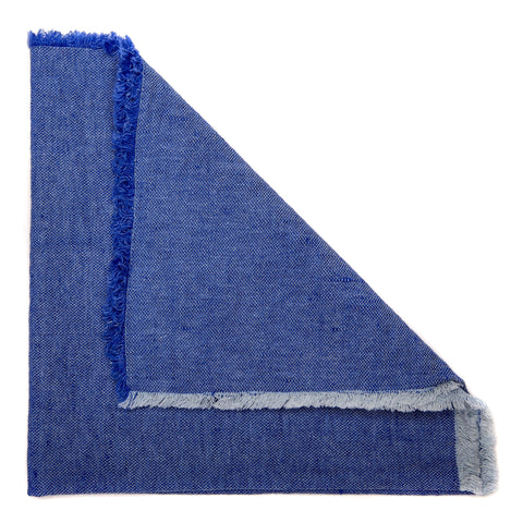 Washed Fringe Edge Napkin Oxford Blue