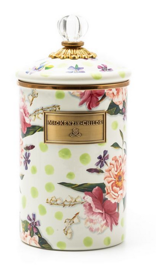 Wildflowers Enamel Large Canister Green