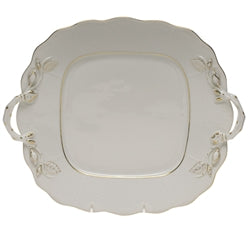 Golden Edge SQ Cake Plate w/Handles