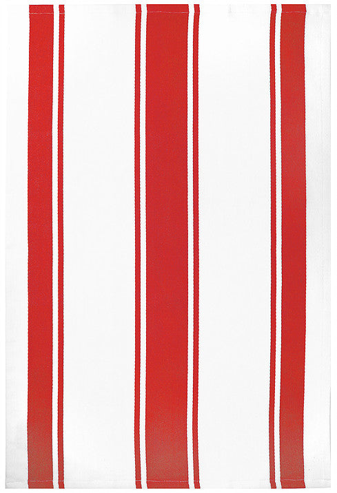 Cotton Classic Stripe Dishtowel-Crimson