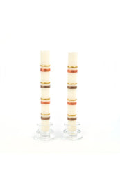Taper Beeswax Candles Autumn Bands Set of 2