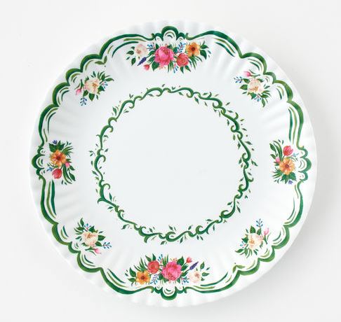 Floral "Paper" Plate, Set of 4, Melamine