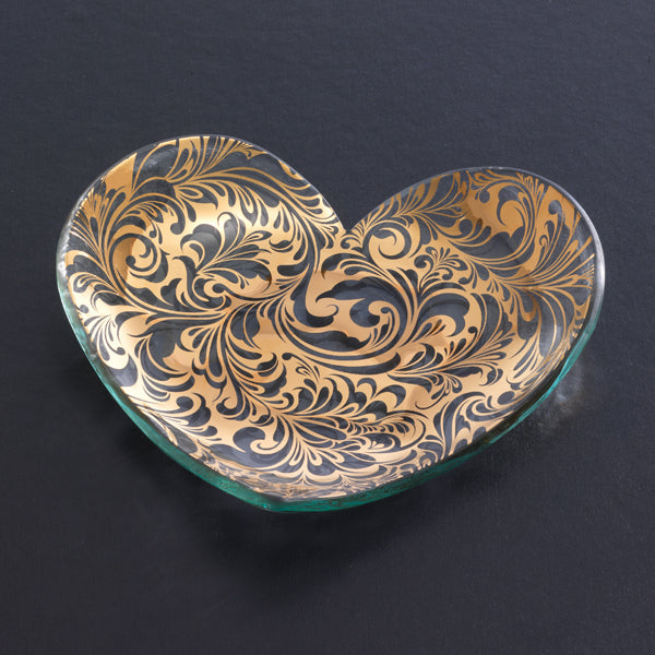 7" Florentine Heart Plate Gold