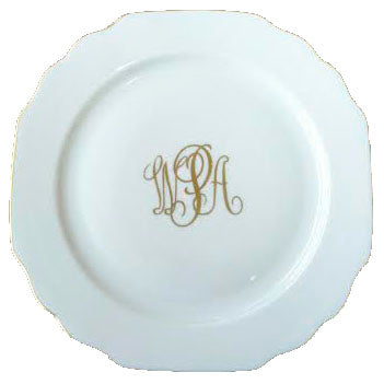Georgian Dinner Plate Ultra/Gold with Monogram