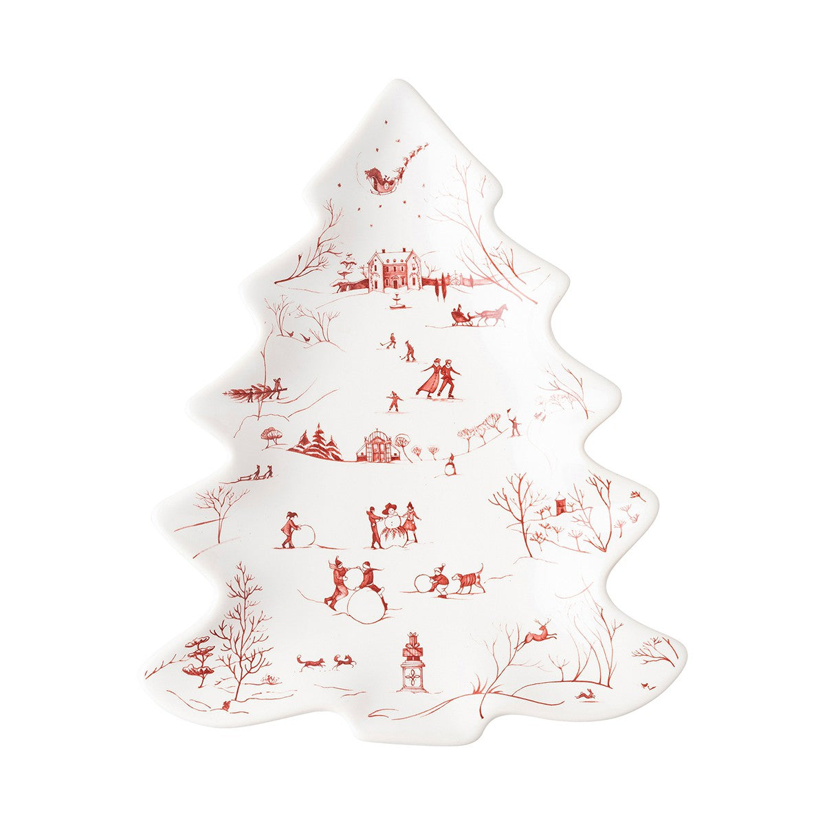 Country Estate Winter Frolic Tree Tray Small Ruby