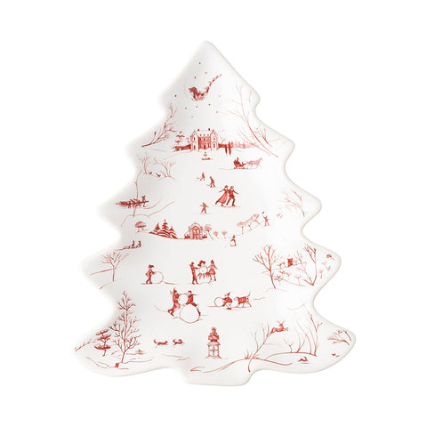 Country Estate Winter Frolic Tree Tray Small Ruby