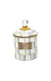 Sterling Check Enamel Canister Small