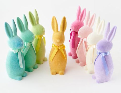 Flocked Pastel Button Nose Bunny Med assorted color