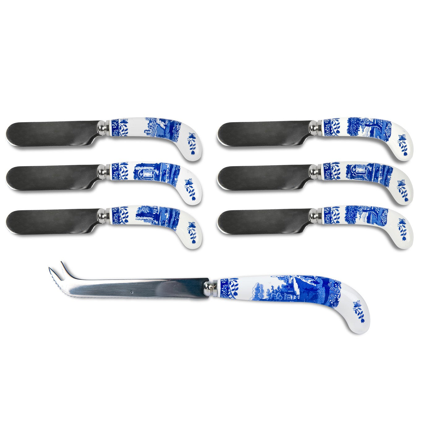 Spode Blue Italian Cheese Knife & S/6 Spreader