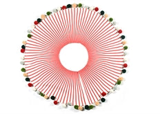 Tree Skirt Red Stripe with Pom Poms