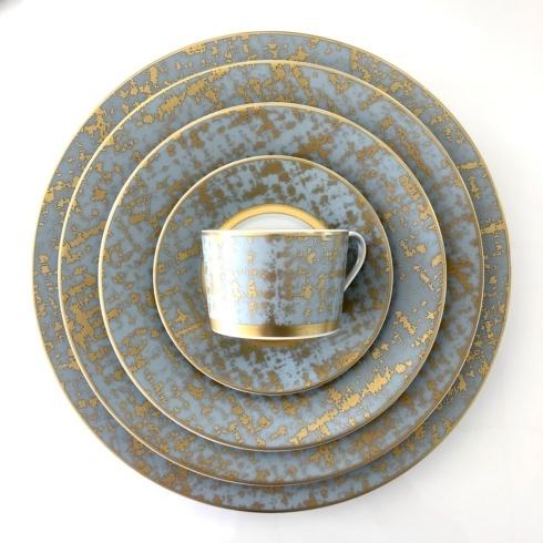 Tweed Grey Tea Cup Gold