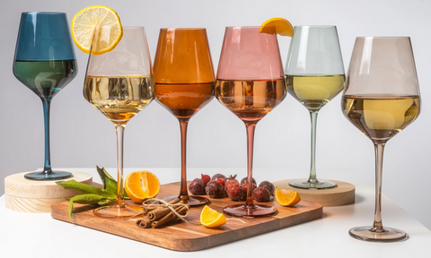 Set of 6 Colored Wine Glasses