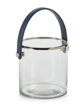 Laguna Glass, Nickel & Leather Ice Bucket