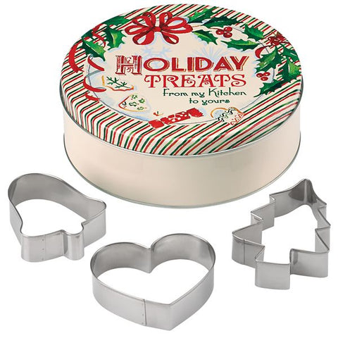 Home for the Holidays Round Tin w/ Cookie Cutters