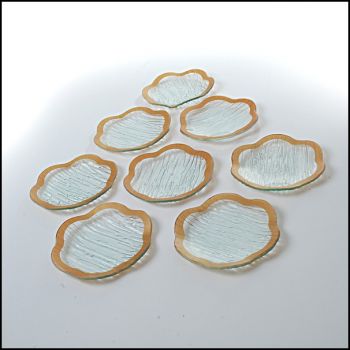 Rain Flower  Scallop Plate Gold s/8