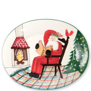 OSN Lg Oval Platter with Santa Reading