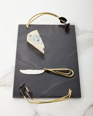 Calla Lily Midnight Cheese Board with Knife