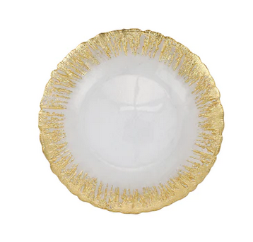 Rufolo Glass Gold Brushstroke Canape Plate