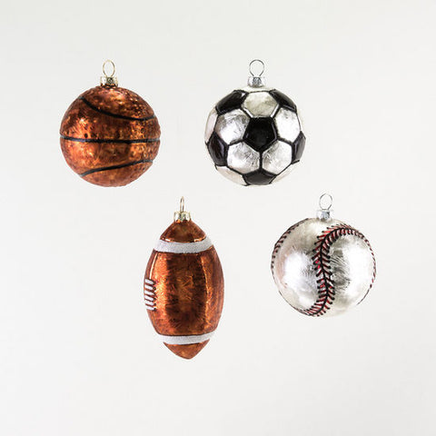 Sport Balls Ornaments Asst Glass