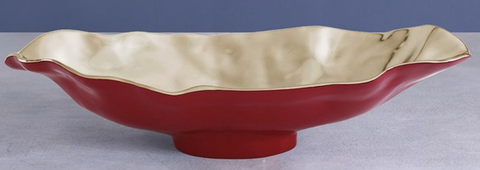 Thanni Maia Medium Oval Bowl Red and Gold